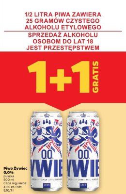 Piwo Żywiec 0,0% 500 ml 1+1 GRATIS promocja w Netto