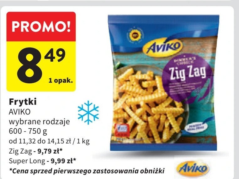 Frytki karbowane Aviko zig zag promocja w Intermarche