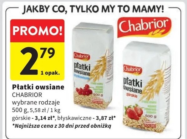 Płatki owsiane górskie Chabrior promocja