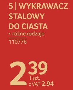 Wykrawacz stalowy do ciasta różne rodzaje promocja w Selgros