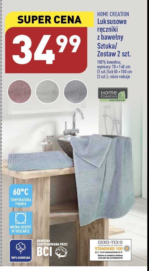 Ręcznik łazienkowy 70 x 140 cm Home creation promocja