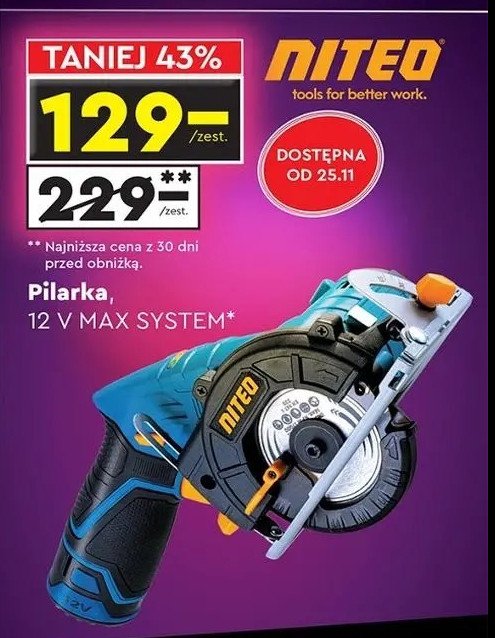 Pilarka akumulatorowa 12 v Niteo tools promocja w Biedronka