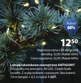 Łańcuch choinkowe zewnętrzne ANTHOGIT Da światełka na zewnątrz 80 LED Ciepłe białe światło. Z wyłącznikiem czasowym. Bez baterii. 7,9 m lampki + 0,5 m kabel 1 SZT. promocja w Jysk