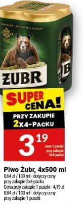 Piwo Żubr 4x500ml promocja w Twój Market