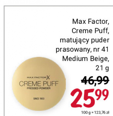 Puder 41 medium beige Max factor creme puff pressed powder promocja
