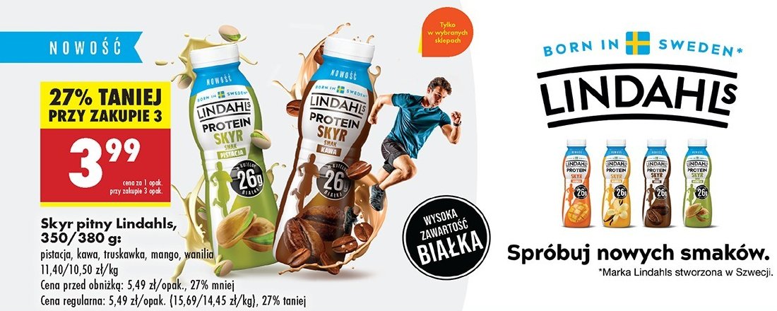 Jogurt skyr kawa Lindahls protein promocja w Biedronka