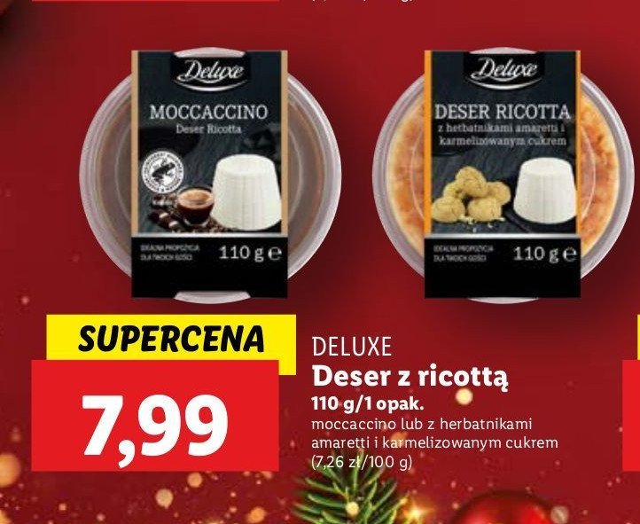 Deser ricotta z herbatnikami amaretti i karmelizowanym cukrem Deluxe promocja