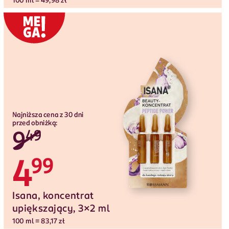 Koncentrat upiększający do twarzy peptid power Isana promocja w Rossmann