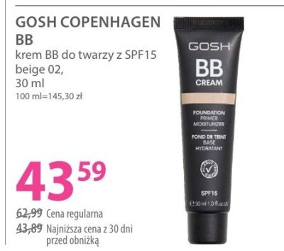 Krem BB GOSH COPENHAGEN do twarzy z SPF15 beige 02 promocja w Hebe