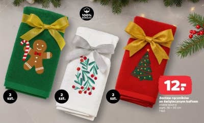 Zestaw ręczników ze świątecznym haftem wym. 30 x 50 cm promocja w Netto