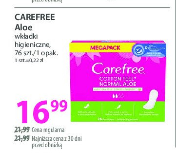 Wkładki cotton feel normal aloe Carefree promocja