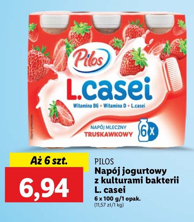 Jogurt mleczny truskawkowy Pilos l.casei promocja