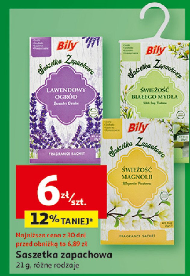 Saszetka zapachowa świeżość magnolii Bily promocja w Auchan