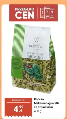 Makaron tagliatelle ze szpinakiem promocja w Dino