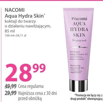 Koktajl do twarzy NACOMI Aqua Hydra Skin, 85 ml promocja w Hebe