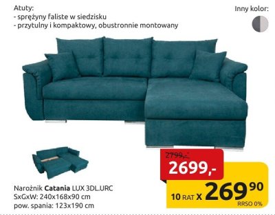 Narożnik Catania LUX 3DLURC promocja w Black Red White