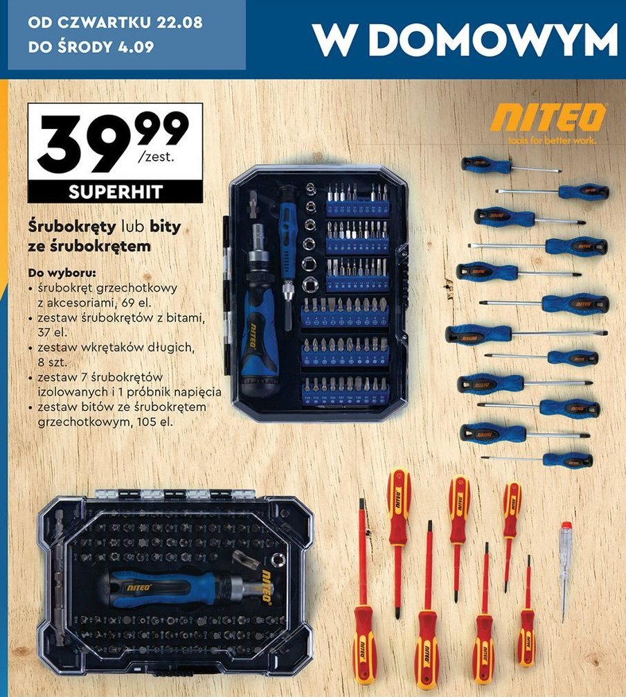 Zestaw wkrętaków Niteo tools promocja