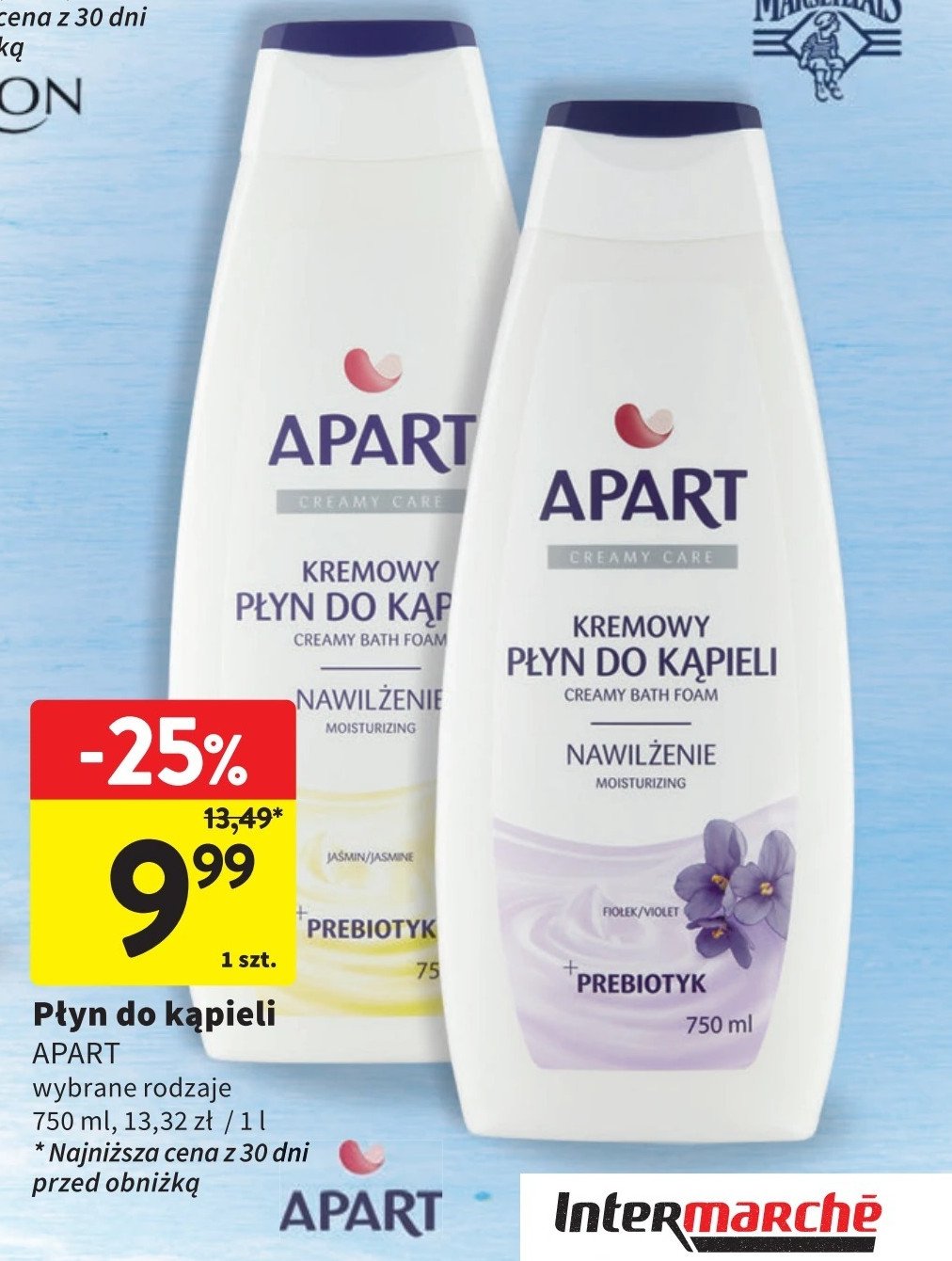 Kremowy płyn do kąpieli fiołek + prebiotyk promocja w Intermarche