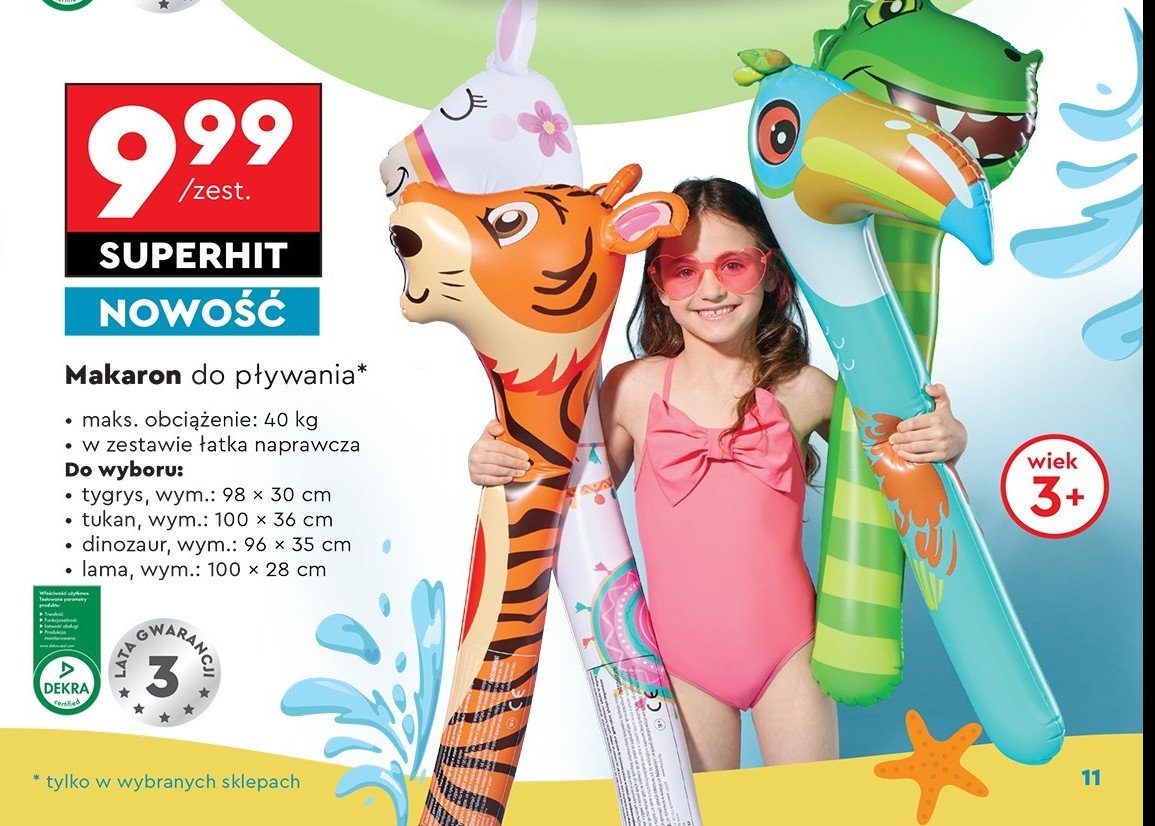 Makaron do pływania lama Seven for 7 promocja w Biedronka