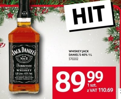 Whiskey Jack Daniel's 40% 1 l promocja w Selgros