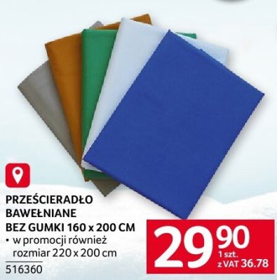 Prześcieradło bawełniane bez gumki 160 x 200 cm promocja w Selgros