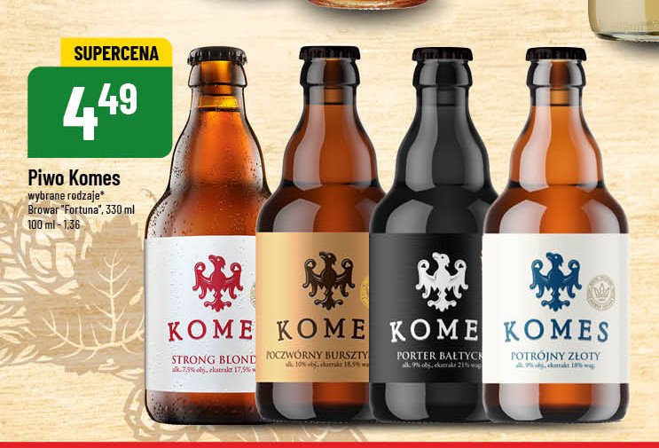 Piwo Komes poczw贸rny bursztynowy promocja