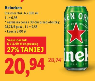 Piwo Heineken 6-pak promocja w Lidl