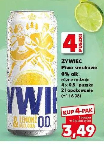 Piwo Żywiec lemonż & nuta cola 0.0% promocja