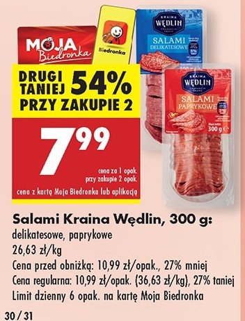 Salami delikatesowe Kraina wędlin promocja w Biedronka