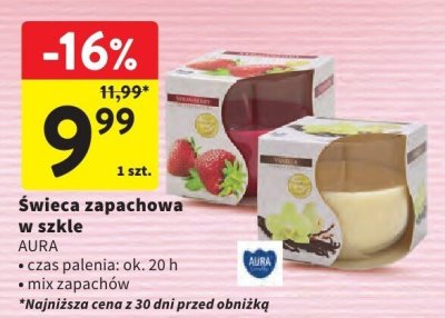 Świeca zapachowa w szkle AURA, czas palenia: ok. 20 h, mix zapachów promocja w Intermarche