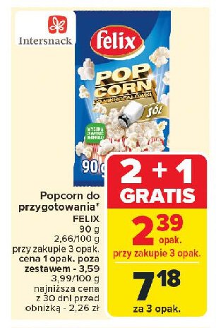 Pop corn solony Felix pop corn promocja w Carrefour