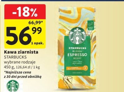 Kawa ziarnista STARBUCKS wybrane rodzaje promocja w Intermarche
