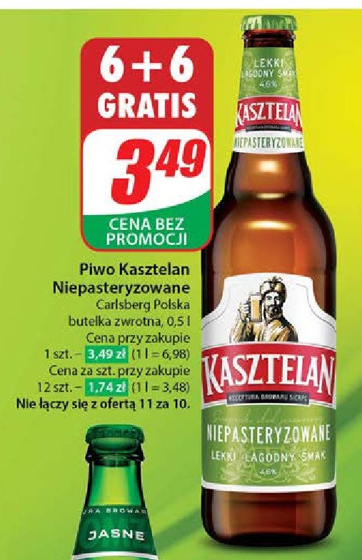 Piwo Kasztelan niepasteryzowane promocja w Dino
