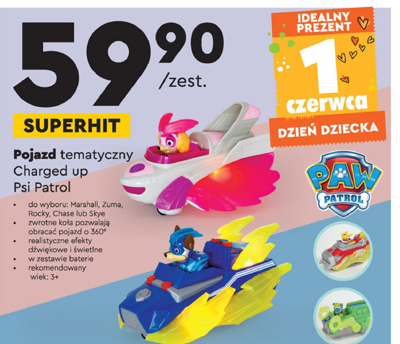 Pojazd psi patrol charged up rocky Spin master promocja