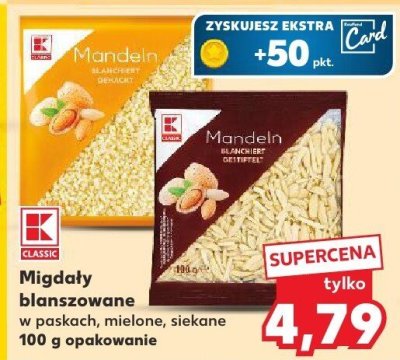 Migdały blanszowane Kaufland w podrach, mielone, siekane 100g promocja w Kaufland