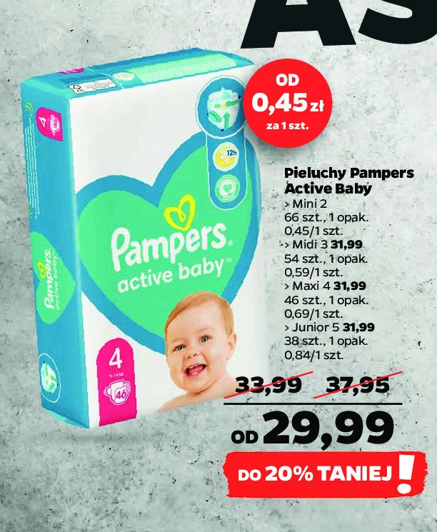 Pieluchy junior Pampers active baby-dry promocja