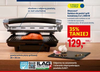Opiekacz do panini i grill kontaktowy Silvercrest 2 w 1, 2000 W promocja w Lidl