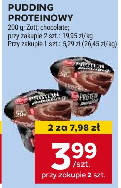 Pudding czekoladowy Zott protein promocja w Stokrotka