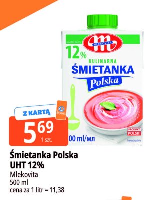 Śmietanka Polska UHT 12% Mlekovita promocja w Leclerc