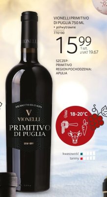 Wino czerwone VIONELLI PRIMITIVO DI PUGLIA promocja w Selgros