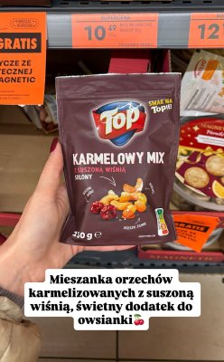 Mieszanka orzechów Top karmelowy mix z suszoną wiśnią promocja w Biedronka