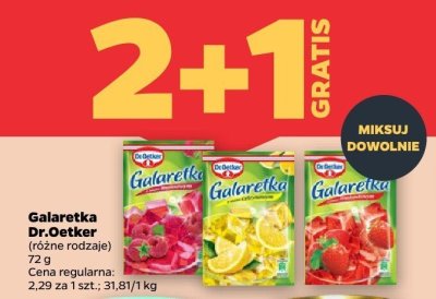 Galaretka Dr.Oetker różne rodzaje 2+1 gratis promocja w Netto