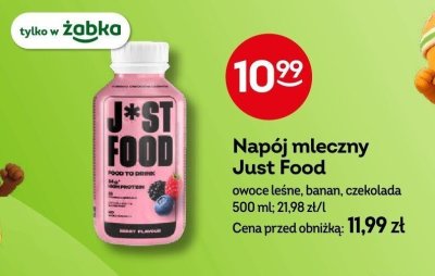 Napój mleczny Just Food owoce leśne, banan, czekolada 500 ml promocja w Żabka