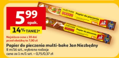 Papier do pieczenia multi-bake Jan Niezbędny 8 m/16 szt. promocja w Auchan