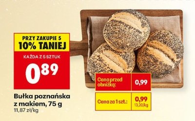 Bułka poznańska z makiem, 75 g promocja w Biedronka