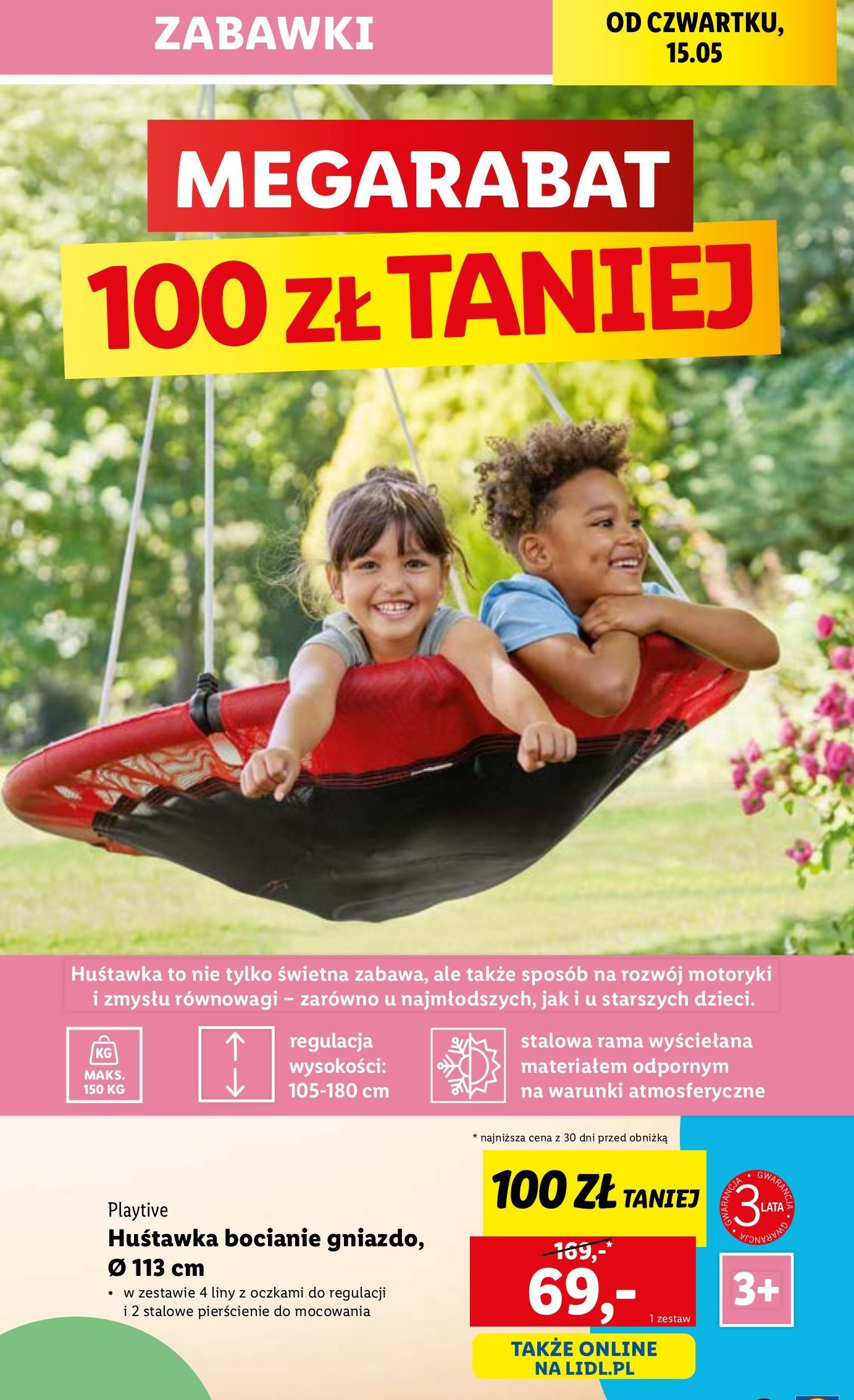 Huśtawka bocianie gniazdo Playtive promocja w Lidl