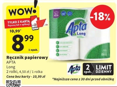 Ręcznik papierowy APTA Long promocja w Intermarche