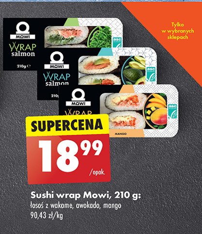 Wrapy z łososiem avocado Mowi promocja w Biedronka