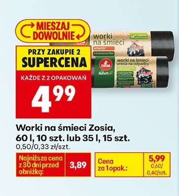 Worki na śmieci, 60 l, 10 szt. promocja w Biedronka