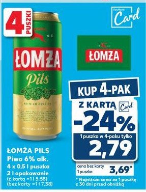 Piwo Łomża pils promocja w Kaufland